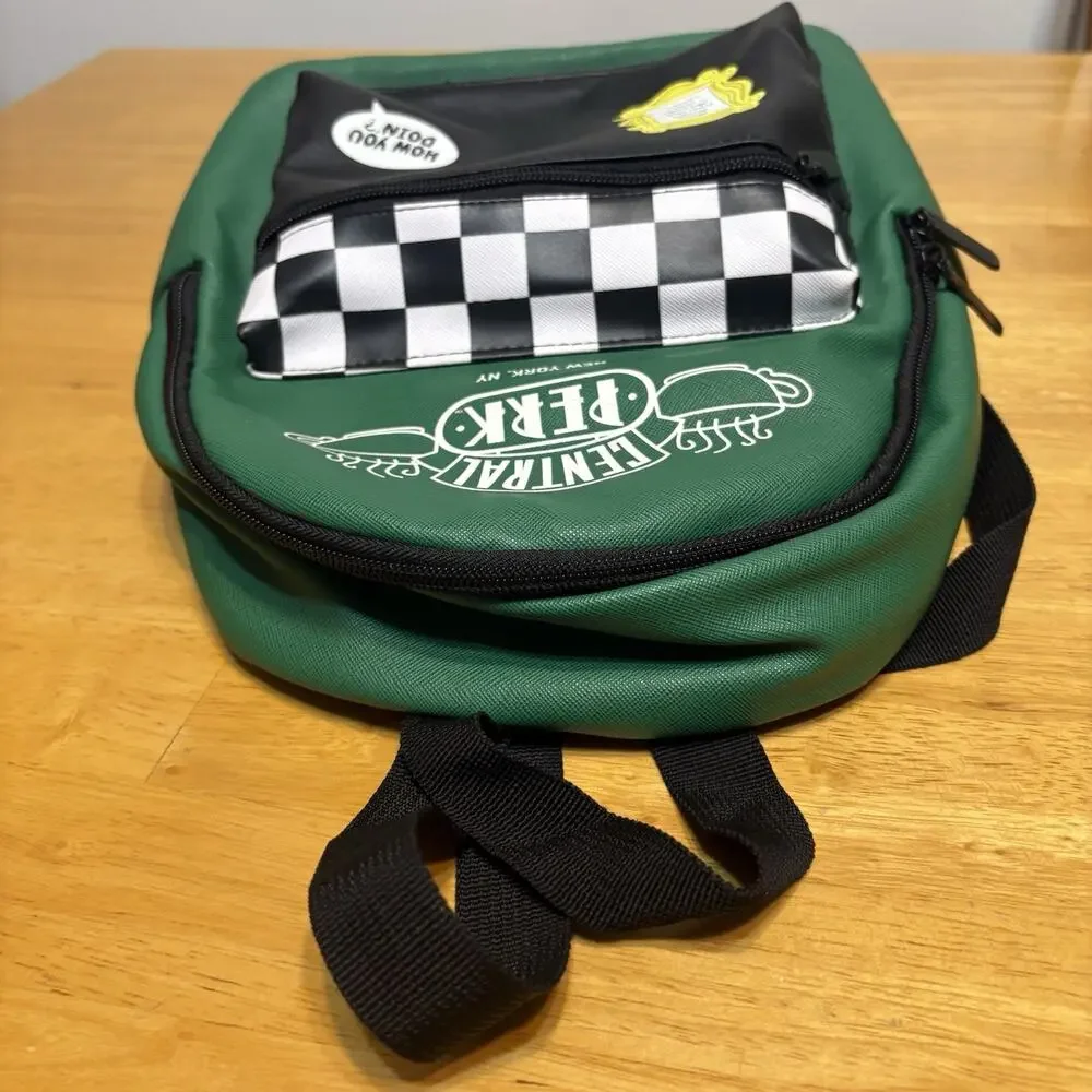 FRIENDS Backpack Bag TV Show Central Perk Green Checkered Mini 11.5"x8"x4" - Picture 4 of 10